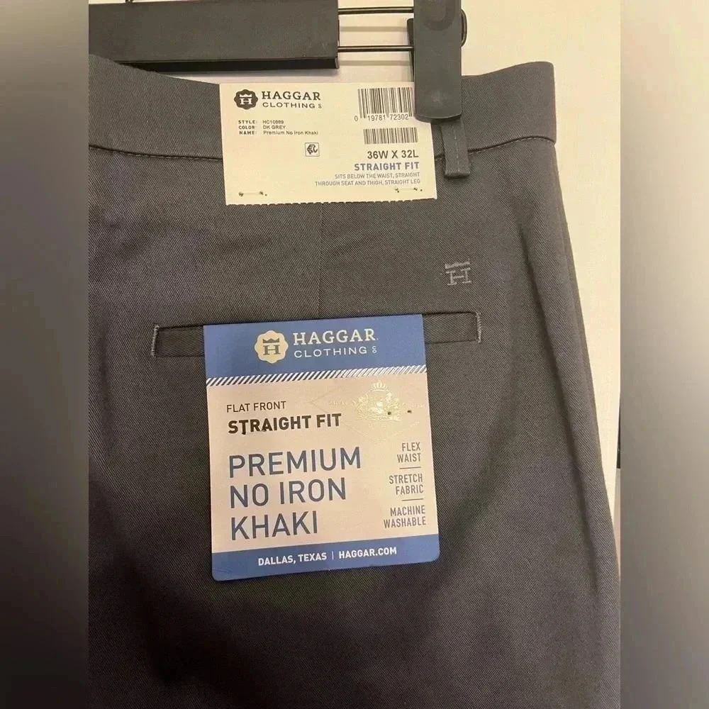 Haggar men’s dark grey dress pants size 36x32 NWT - Picture 4 of 4